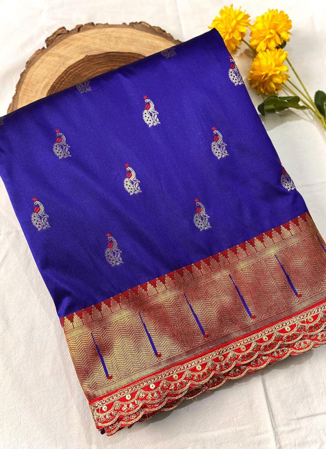 Paithani Silk Royal Blue Festival Wear Weaving Saree